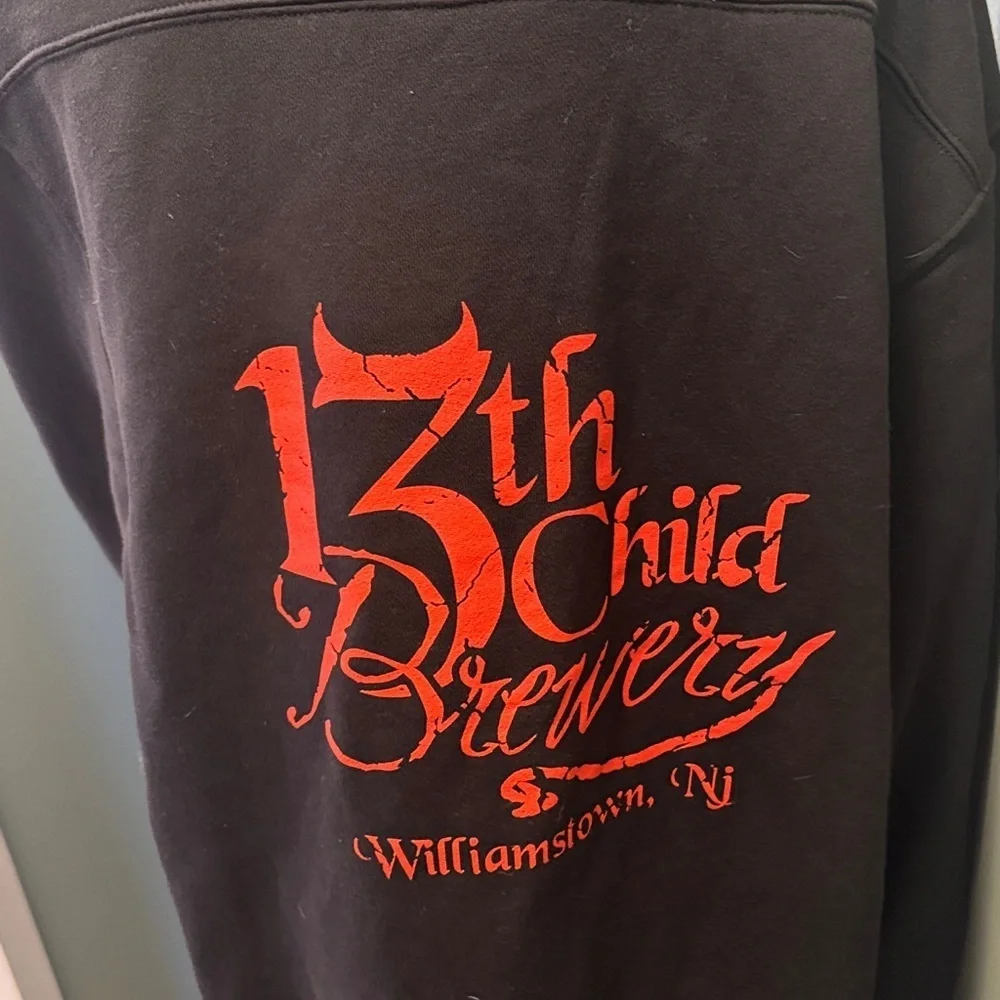 BNWOT Sport-Tek 13th Child Brewery Black Hoodie with White Laces
